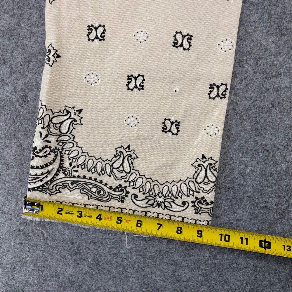 Tory Burch Bandana Paisley Print Straight Leg Pants Cream Black Size 29 - Picture 6 of 13